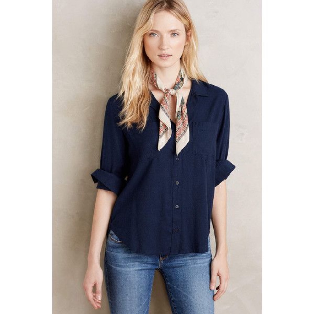 Anthropologie | Cloth & Stone Navy Button Down Top